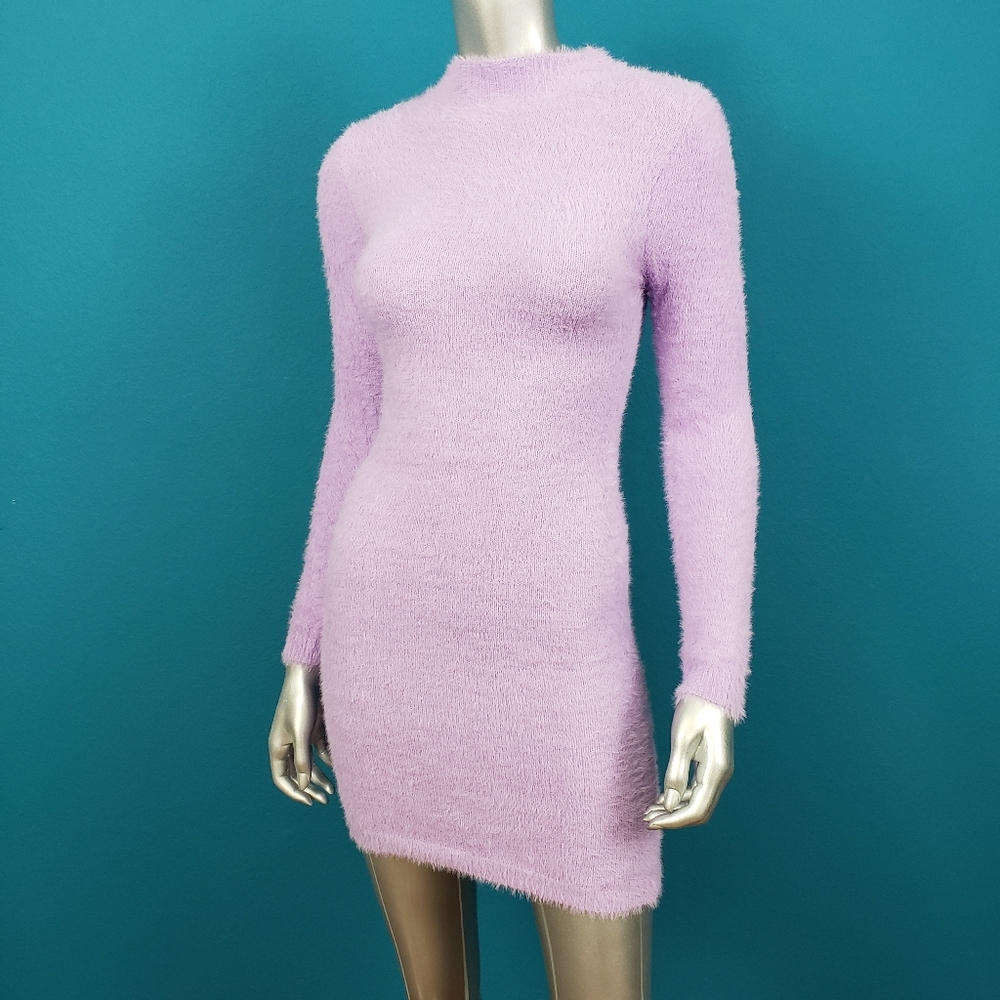 🆕️ 🟣 NASTY GAL Lavender Fluffy Brushed Knit Mini Dress // (NWT) - Picture 8 of 8